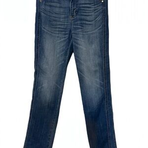 White House Black Market Size 6 High Rise Straight Leg Jeans Side Panel Detail